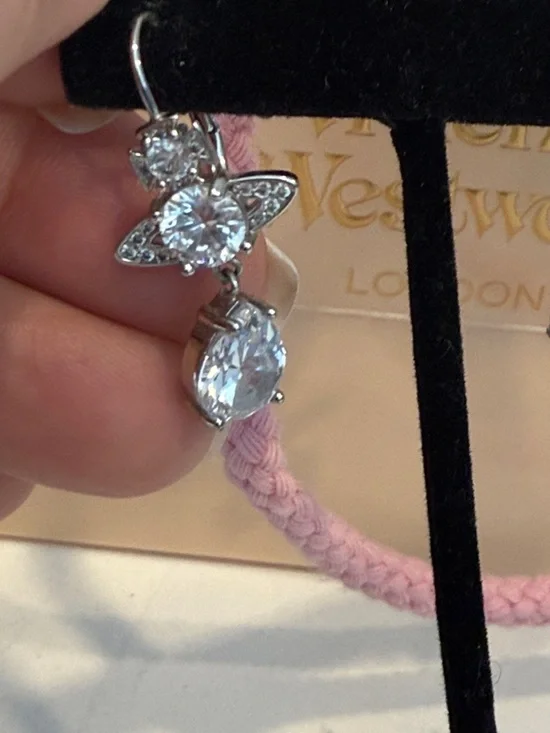 Vivienne Westwood Silver Crystal Orb Drop Earrings - Picture 3 of 7